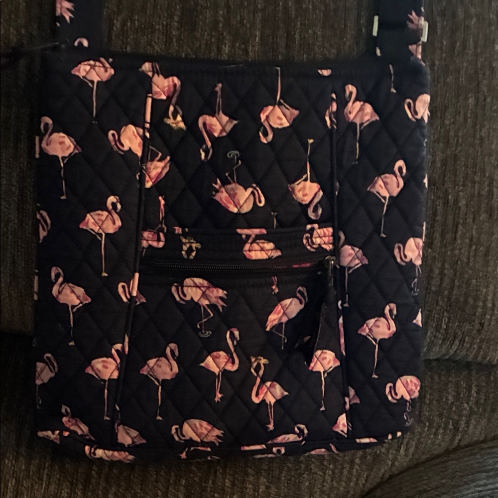 Flamingo Pattern Quilted Crossbody Bag